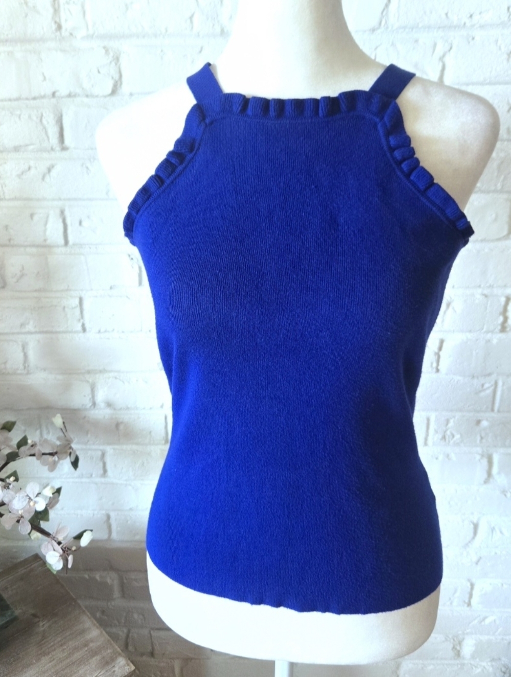 Milly Knit Halter Top, Size Small, Cobalt Blue, Travel, Everyday